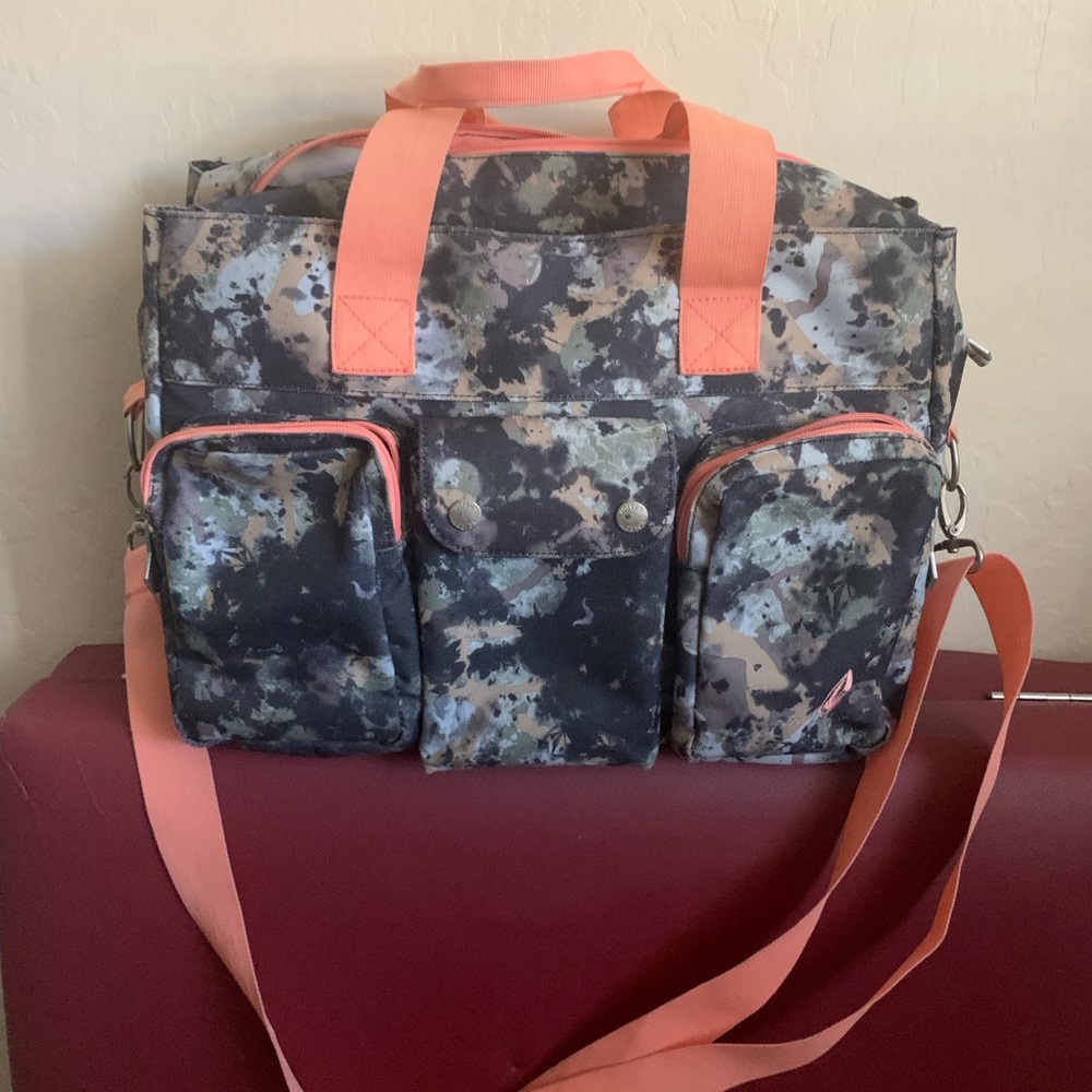 Pink Volcom Camo Computer Crossbody